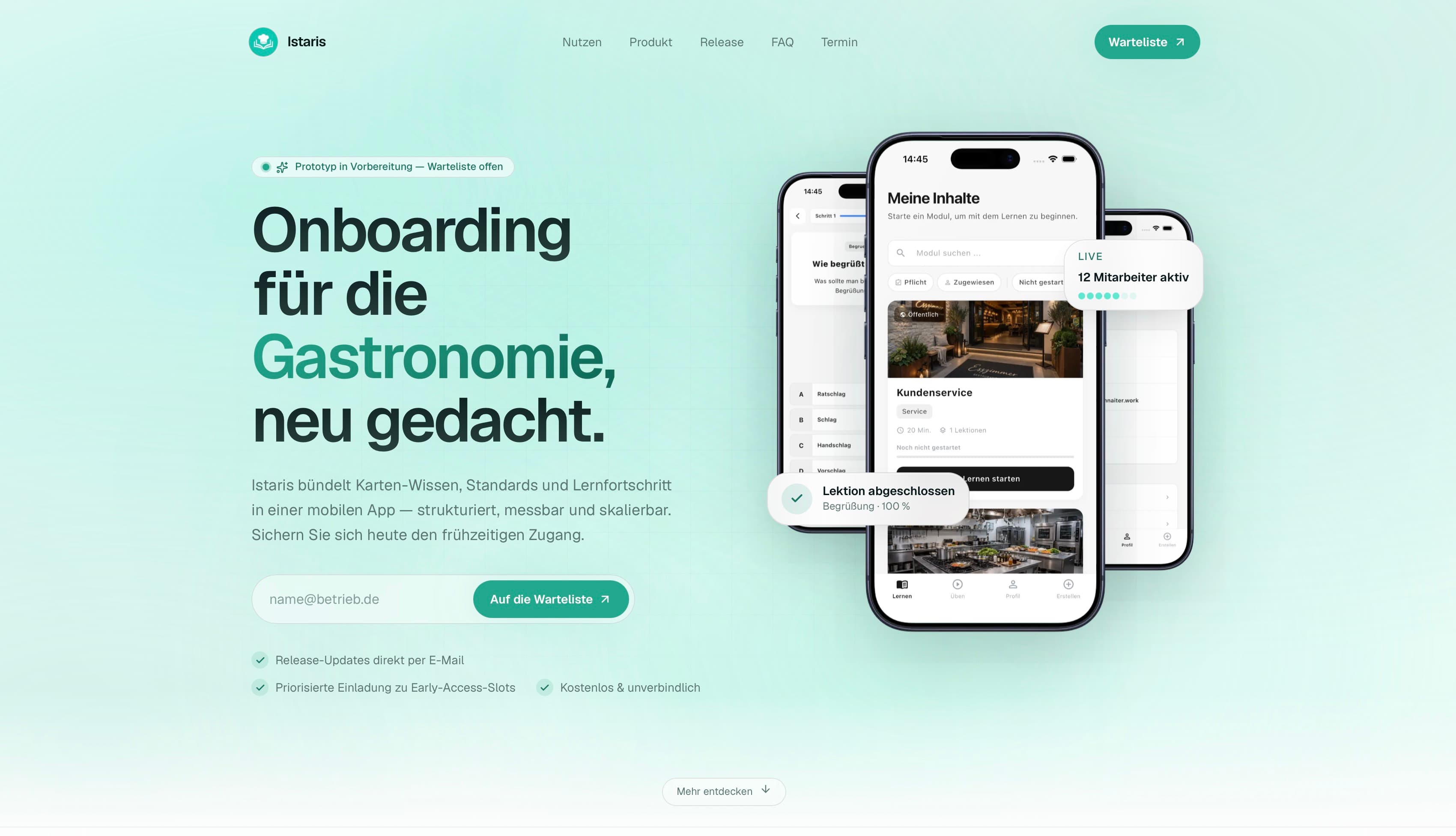 Landingpage von Istaris