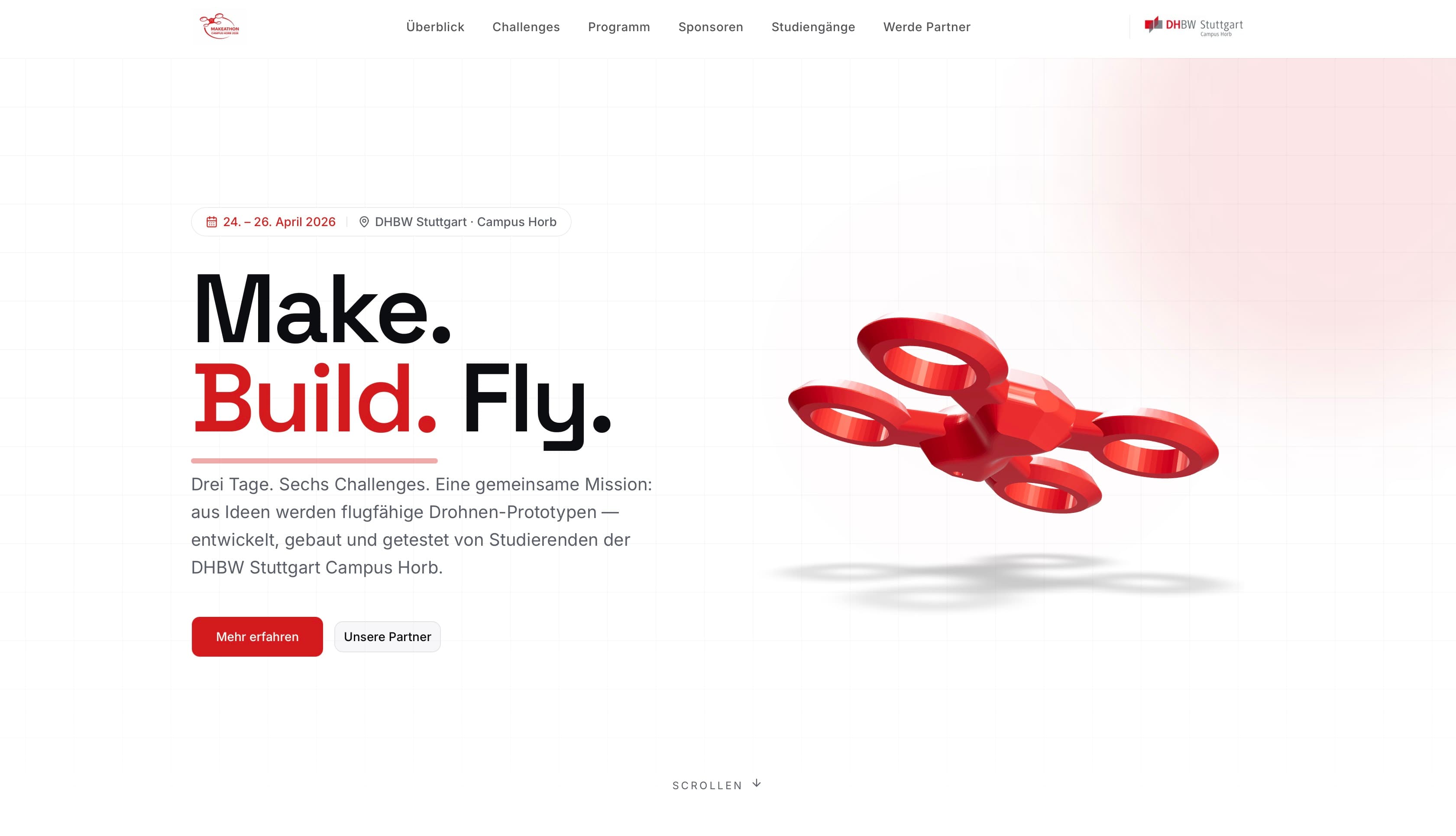 Landingpage des Makeathon Campus Horb